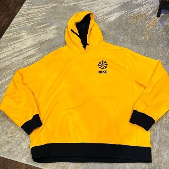 Nike Evolution of The Swoosh Club Pullover Hoodie Yellow Black size L in EUC - Picture 1 of 10